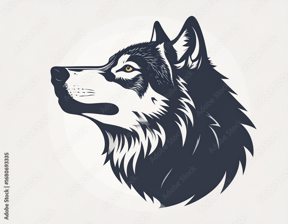 Fototapeta premium Stoic Wolf Gaze A Striking Wildlife Portrait in Vector Art