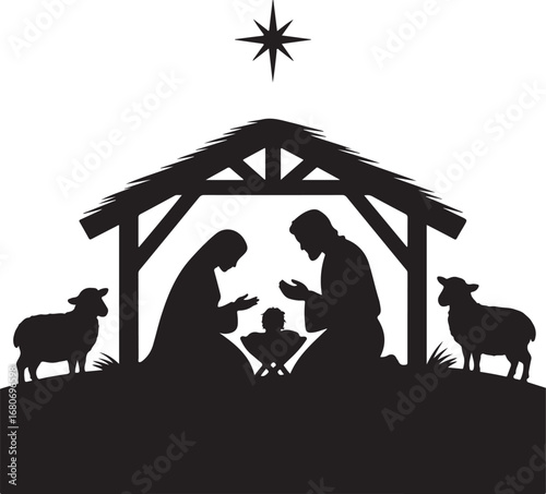 Nativity scene silhouette