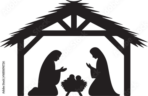 Nativity scene silhouette