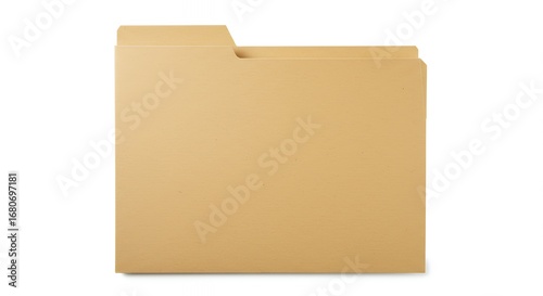 Manila File Folder with Tab Isolated on White Background for Office Document Organization