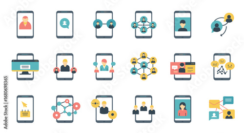Mobile communication concepts with flat design icons