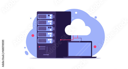 Modern data center with cloud and server technology