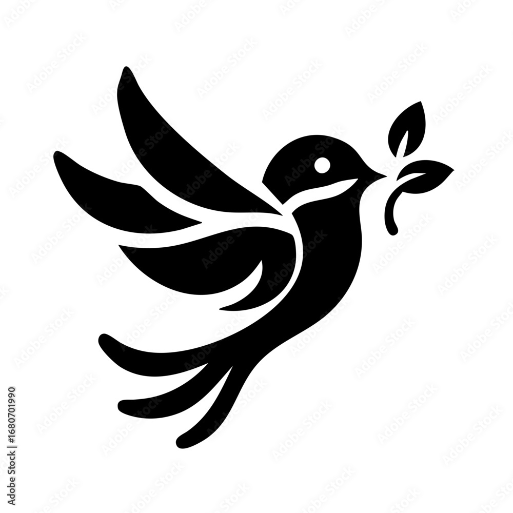 Fototapeta premium Bird Peace Leaves Stylized Peace Dove Logo Symbol