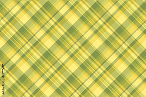 Seamless plaid pattern with green  yellow hues. Great for backgrounds, textiles,  designs needing a classic, textured feel. Versatile  visually appealing.