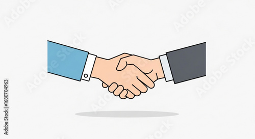 Illustration of a business handshake, symbolizing agreement, partnership, and successful collaboration