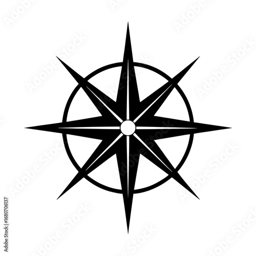 Compass With Needle Icon Vector Flat Clean Look