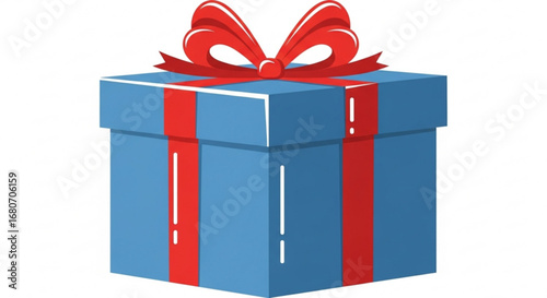 Blue gift box with red ribbon, perfect for any special occasion