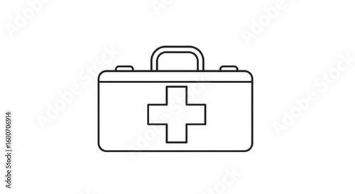 First aid kit box with cross symbol for medical health care emergency