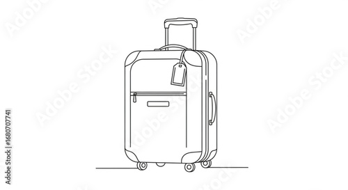 One line drawing of a suitcase, perfect for travel and tourism related designs and graphics