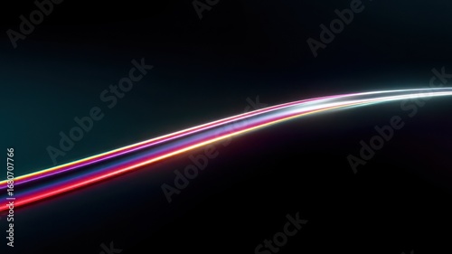 Abstract Neon Light Trail on Dark Background