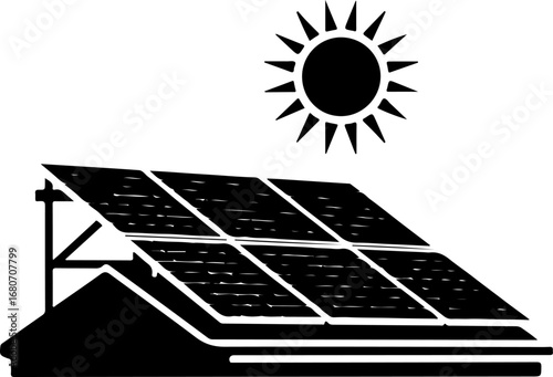 solar panel icon silhouette vector illustration