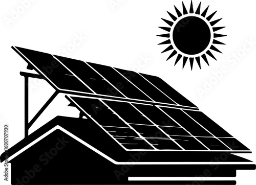 solar panel icon silhouette vector illustration