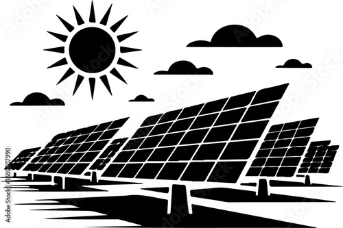 solar panel icon silhouette vector illustration