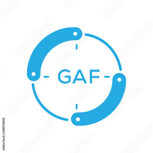 GAF Modern Company logo. GAF Circular Technology Logo design for entrepreneur and business. GAF best icon Digital Branding.
