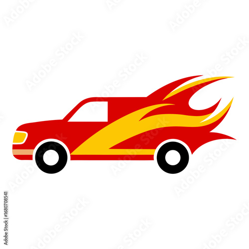 dynamic sports truck flame body graphic with dual