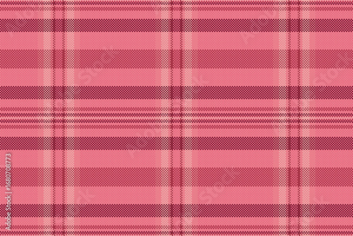 Crossed tartan textile texture, arabic check pattern plaid. Cute fabric background seamless vector in red and light colors.