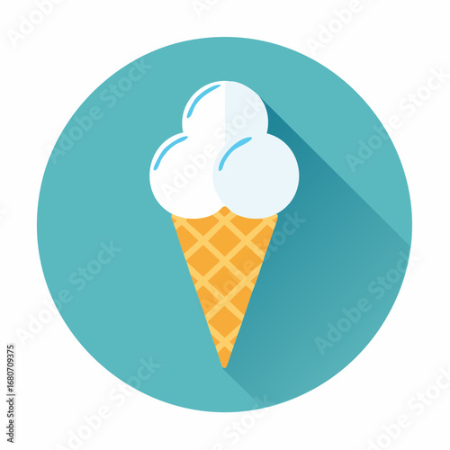 A colorful ice cream cone icon set with chocolate, strawberry, and vanilla flavors, perfect for a sweet summer dessert illustration