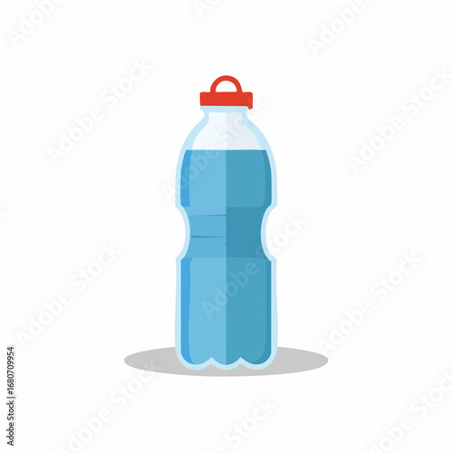 Blue plastic bottle of water isolated on a clean white background