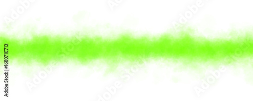 Horizontal stripe of green smoke with neon glow on transparent background, Ideal as mockup template sci fi energy stream or visual effect High resolution abstract background for modern design use