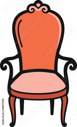 hand drawn elegant vintage wedding chair illustration