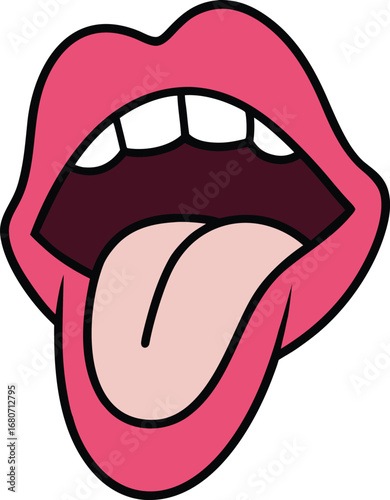 open mouth with tongue vector illustration