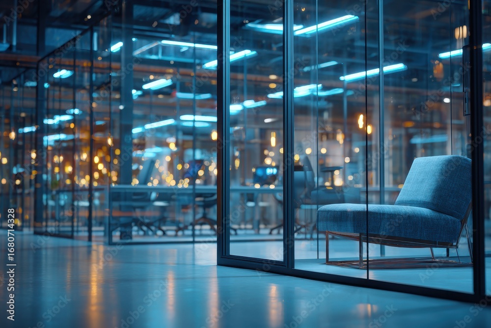 Fototapeta premium Modern, glass-walled office space