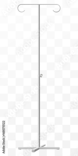 Hospital IV Stand – Medical Infusion Pole with Hooks isolated on transparent background. IV Blood Bag Dropper Stand. Laboratory equipment for blood transfusion. Realistic 3d Vector Illustration