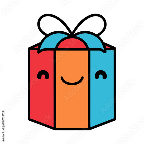 gift box with smiling face vector illustration
