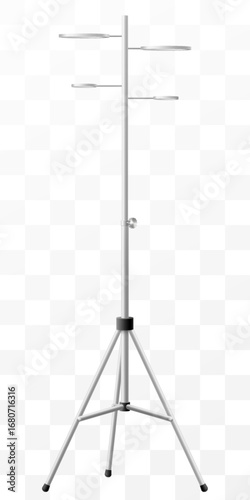 Hospital IV Stand – Medical Infusion Pole with Hooks isolated on transparent background. IV Blood Bag Dropper Stand. Laboratory equipment for blood transfusion. Realistic 3d Vector Illustration