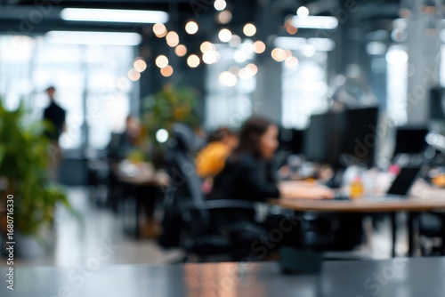 Wallpaper Mural Blurry office interior, focused on table Torontodigital.ca