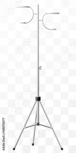 Hospital IV Stand – Medical Infusion Pole with Hooks isolated on transparent background. IV Blood Bag Dropper Stand. Laboratory equipment for blood transfusion. Realistic 3d Vector Illustration