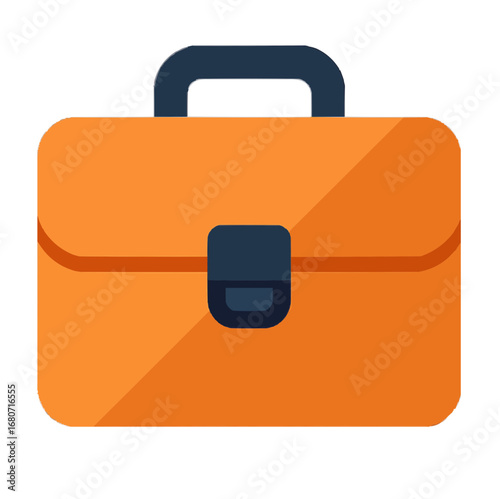 Flat vector illustration of an orange briefcase with handle and clasp