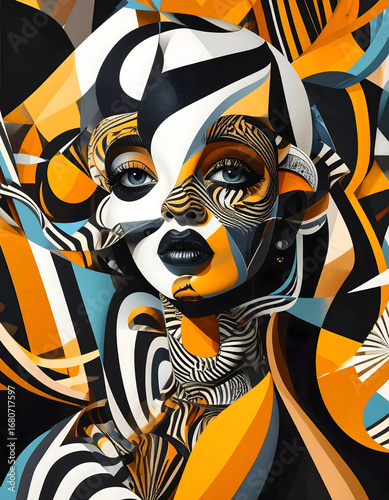Creative and cool photograph, bizarre and unmatched, modern art composition, highly stylish, medium contrast, bold lines, poster, intricate, artstation, Psychedelic tapestry