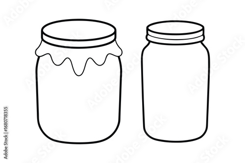 Jam jar line art vector illustration, Black Jam jar line art bundle 