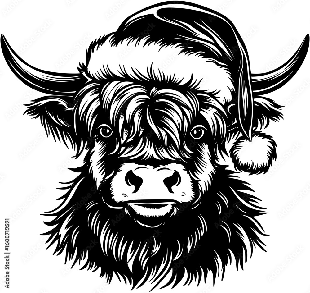 Obraz premium Classic Santa Cow SVG