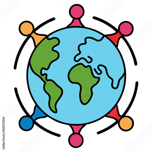 inclusive community holding hands around globe