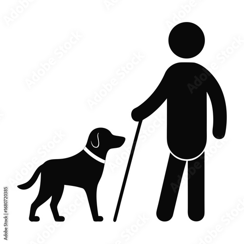 guide dog helping blind person vector