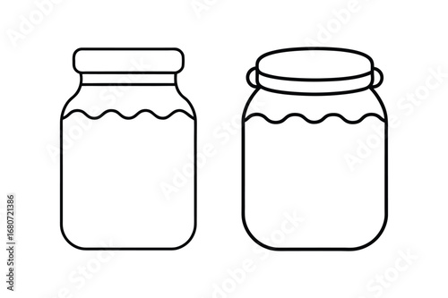 Jam jar line art vector illustration, Black Jam jar line art bundle 