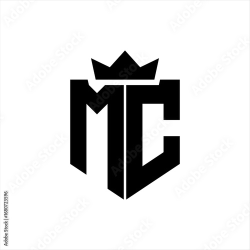 MC Vector image of a shield with a sharp geometric style and a pointed crown