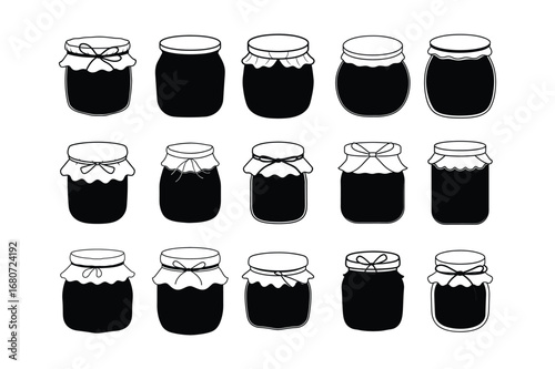 Jam jar silhouette vector bundle illustration