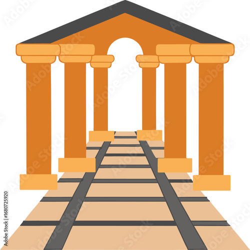 Ancient Colonnade with Archway Perspective