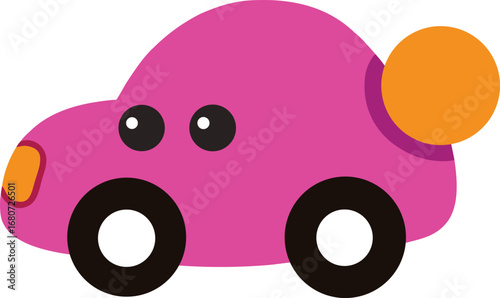 Pink Cartoon Car Isolated on White