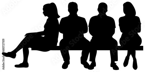 People Seated Outdoor Silhouettes PNG set isolated black vector illustration.