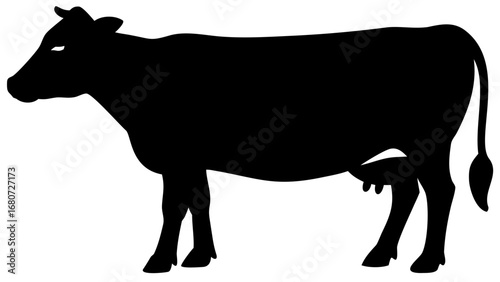 Cow Silhouette PNG isolated black vector icon on white background for farm, agriculture, and livestock design illustration