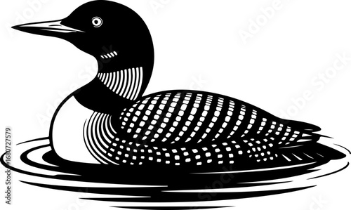 Duck loon silhouette vector illustration