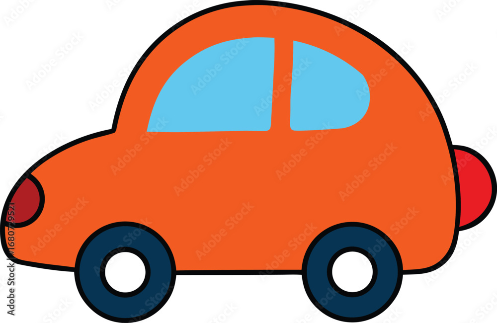 Fototapeta premium Simple Orange Cartoon Car Illustration