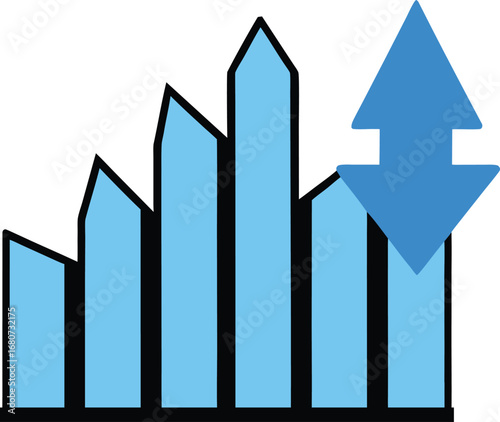 Crystal Bar Chart with Volatility Arrow Icon