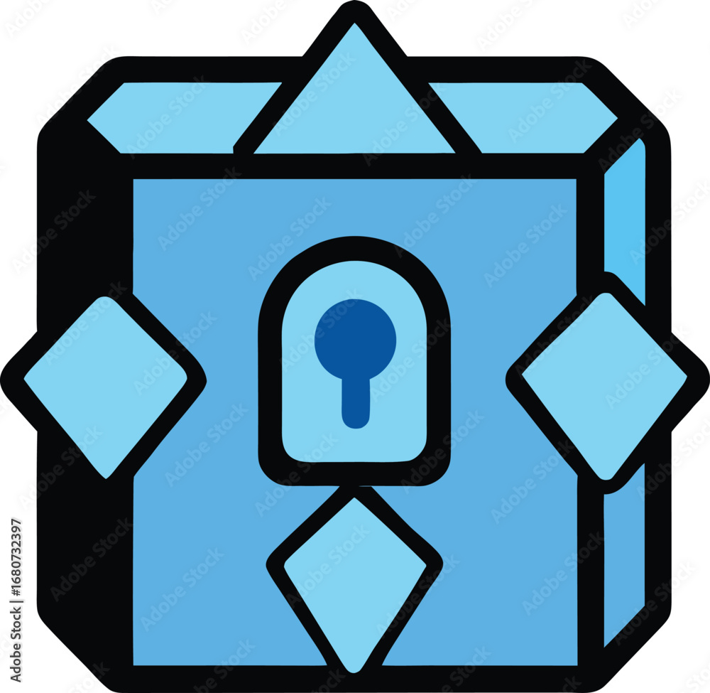 Fototapeta premium Stylized Geometric Ice Box with Keyhole Symbol