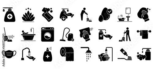 Set of hygiene Icons or symbols Vector fully editable file.