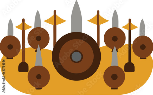 Ancient Army Formation with Shields and Spears